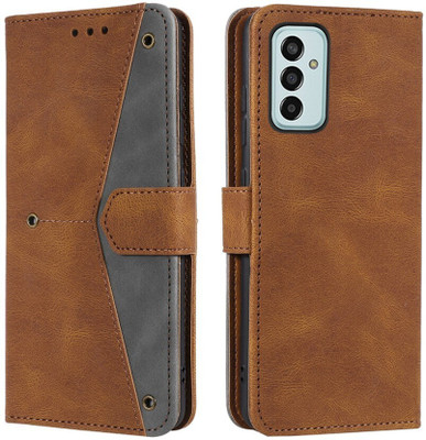 Aarov Flip Cover for Samsung Galaxy F13 4G(Brown, Dual Protection)