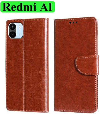 Wynhard Flip Cover for Mi A1, Redmi A1 2022, Redmi A2 2023(Brown, Grip Case, Pack of: 1)