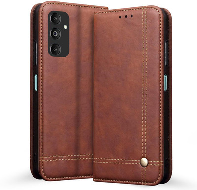 Pikkme Flip Cover for Samsung Galaxy M35 5G(Brown, Cases with Holder, Pack of: 1)
