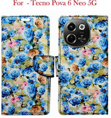 Toklot Flip Cover for Tecno Pova 6 Neo 5G(Blue, Pack of: 1)