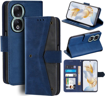 Unistuff Flip Cover for Honor 90 5G(Blue, Camera Bump Protector, Pack of: 1)