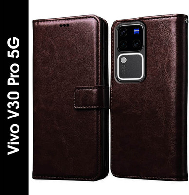 Casotec Flip Cover for Vivo V30 Pro 5G(Brown, Pack of: 1)
