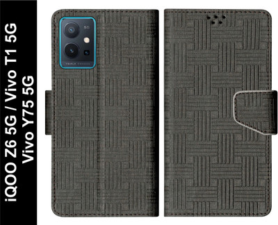 SBMS Flip Cover for Vivo T1 5G / iQOO Z6 5G / Vivo Y75 5G Back Cover Case with Magnatic Closure(Black, Shock Proof, Pack of: 1)