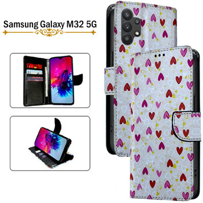 Asmart Flip Cover for Samsung Galaxy M32 5G(White, Pack of: 1)