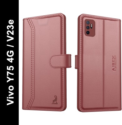 AIBEX Flip Cover for Vivo Y75 4G / Vivo V23e|Vegan PU Leather |Foldable Stand & Pocket(Brown, Cases with Holder, Pack of: 1)