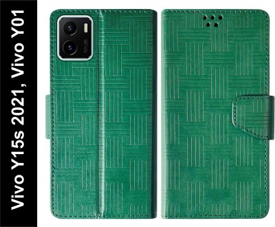 SScase Flip Cover for Vivo Y15s 2021 / Vivo Y01 Back Cover Case with Magnatic Closure(Green, Shock Proof, Pack of: 1)