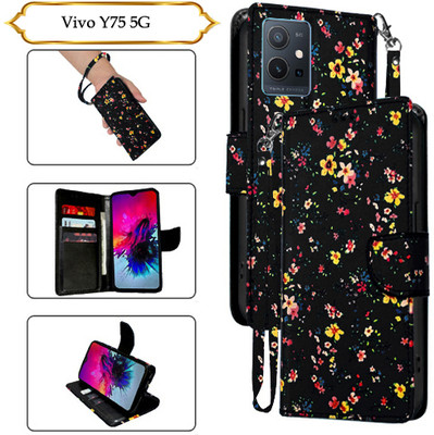 PARGO Flip Cover for Vivo Y75 5G(Black, Pack of: 1)