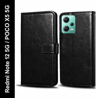 Wynhard Flip Cover for Redmi Note 12 5G, POCO X5 5G(Black, Grip Case, Pack of: 1)