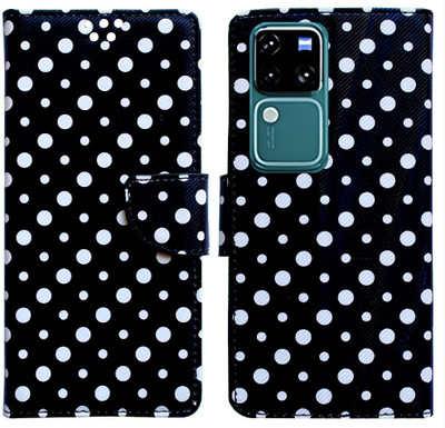 Toklot Flip Cover for Vivo V30 Pro 5G(Black, White, Pack of: 1)