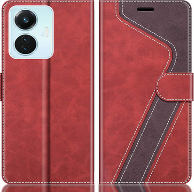 TWIGLO Flip Cover for VIVO T1 44W(Red, Brown, Dual Protection, Pack of: 1)