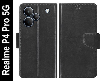 SBMS Flip Cover for Realme P4 Pro 5G Back Cover Case with Magnatic Closure(Black, Shock Proof, Pack of: 1)