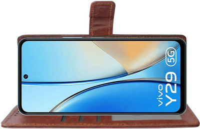 COVERHEAD Flip Cover for Back Cover for Vivo Y29 5G- Leather Flip Cover(Brown, Dual Protection, Pack of: 1)(Brown, Camera Bump Protector, Pack of: 1)