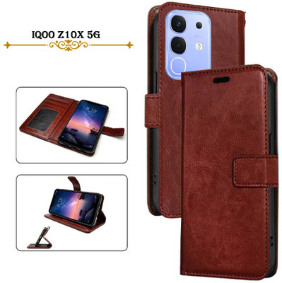 Cutemart Flip Cover for iQOO Z10x 5G(Brown, Pack of: 1)