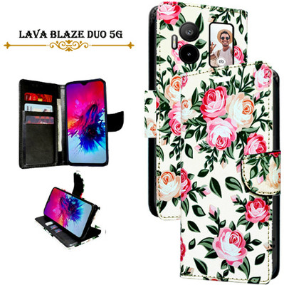 Cutemart Flip Cover for Lava Blaze Duo 5G(White, Pack of: 1)