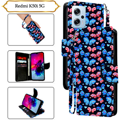 Cutemart Flip Cover for Redmi K50i 5G(Black, Pack of: 1)
