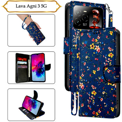 Asmart Flip Cover for Lava Agni 3 5G(Blue, Pack of: 1)