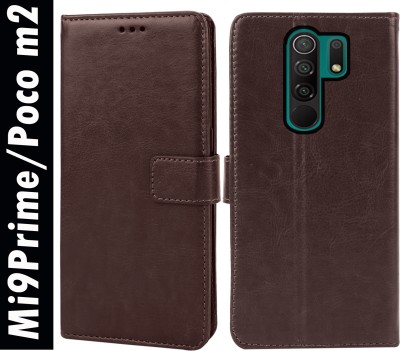 RK Seller Flip Cover for Xiaomi Redmi 9 Prime/Redmi 9 Prime PU Leather Vintage Case with Card Holder and Magnetic Stand(Brown, Shock Proof, Pack of: 1)