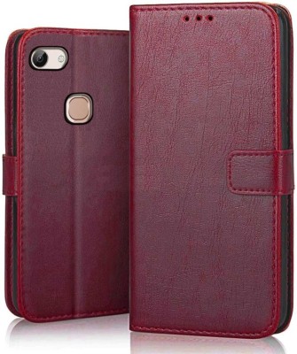 Luxury Counter Flip Cover for Vivo Y81, Y83 | Top Notch Business Class Wallet Back Cover Case(Red, Magnetic Case, Pack of: 1)