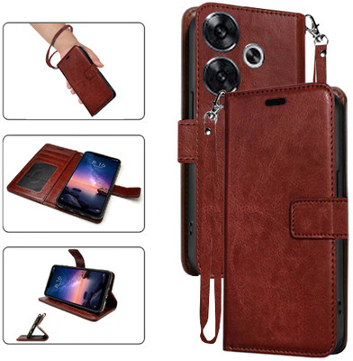 Asmart Flip Cover for Poco F6 5G(Brown, Pack of: 1)