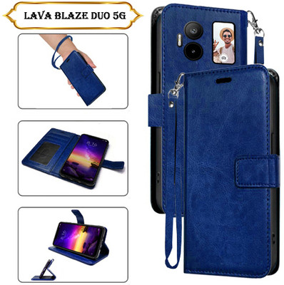 SALGO Flip Cover for Lava Blaze Duo 5G(Blue, Pack of: 1)