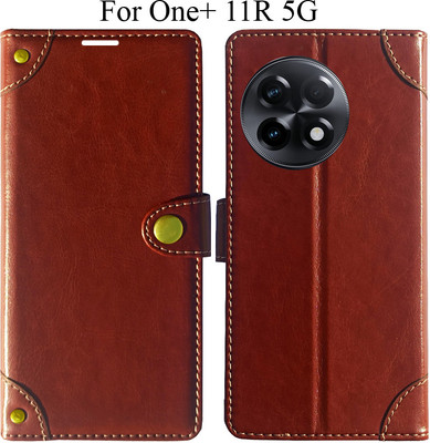 MYSHANZ Flip Cover for OnePlus 11R 5G(Brown, Magnetic Case)