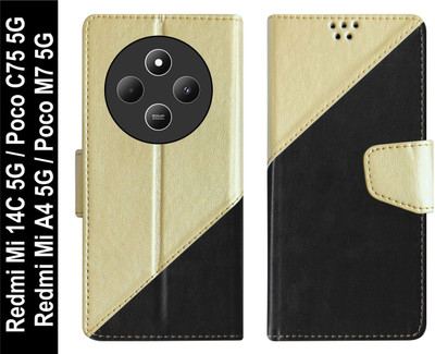 SBMS Flip Cover for Xiaomi Mi Redmi 14C 5G / Poco M7 5G / Poco C75 5G / Redmi A4 5G Back Cover Case(Black, Shock Proof, Pack of: 1)