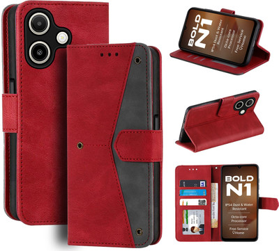 Unistuff Flip Cover for Lava Bold N1(Red, Camera Bump Protector, Pack of: 1)