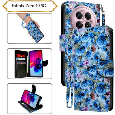 Asmart Flip Cover for Infinix Zero 40 5G(Blue, Pack of: 1)
