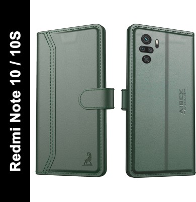 AIBEX Flip Cover for Xiaomi Redmi Note 10 / Xiaomi Redmi Note 10s|Vegan PU Leather |Foldable Stand & Pocket(Green, Cases with Holder, Pack of: 1)
