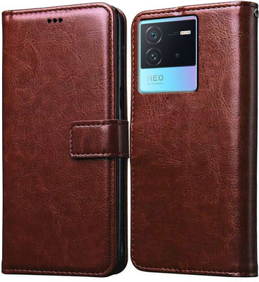 Casotec Flip Cover for iQOO Neo 6 5G(Brown, Pack of: 1)