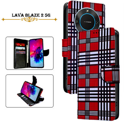 Hpa Flip Cover for Lava Blaze 2 5G(Red, Pack of: 1)