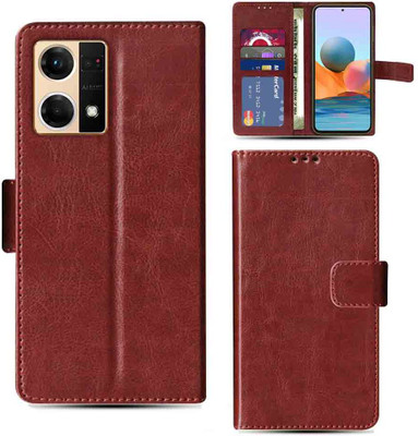 Kalua Mall Flip Cover for Oppo F21 Pro 4G phone flip cover | Oppo CPH2363 phone flip cover | Brown(Brown, Magnetic Case, Pack of: 1)