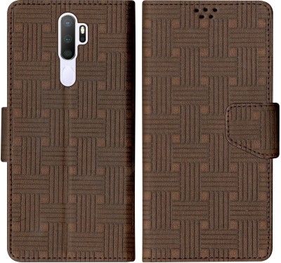 Telecase Flip Cover for Oppo A9 2020(Brown, Shock Proof, Pack of: 1)