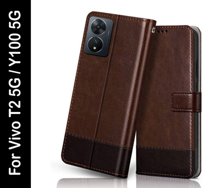 Winkel Flip Cover for vivo Y100 5G(Brown, Cases with Holder, Pack of: 1)