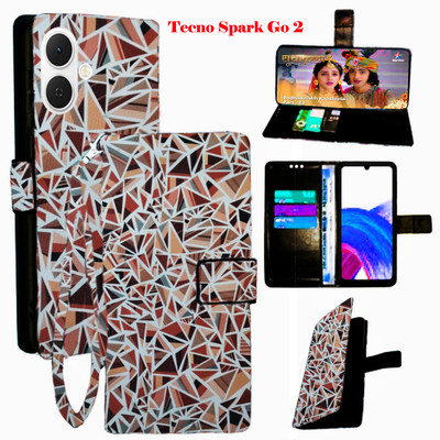 Toklot Flip Cover for Tecno Spark Go 2(Brown, Pack of: 1)