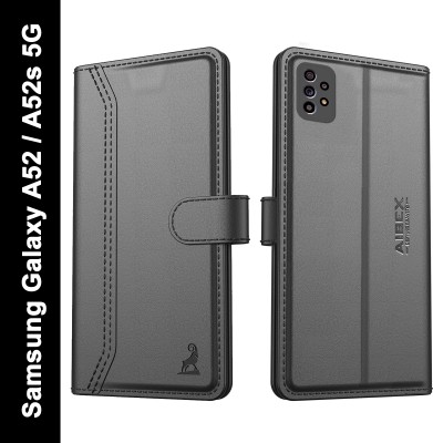 AIBEX Flip Cover for Samsung Galaxy A52 / Samsung Galaxy A52s 5G|Vegan PU Leather |Foldable Stand & Pocket(Black, Cases with Holder, Pack of: 1)