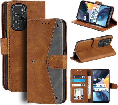 Unistuff Flip Cover for Motorola Moto G22(Brown, Camera Bump Protector, Pack of: 1)