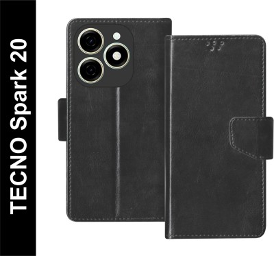 TINGTONG Flip Cover for Tecno Spark 20, Tecno Pop 8, Tecno Spark Go 2024(Black, Dual Protection, Pack of: 1)