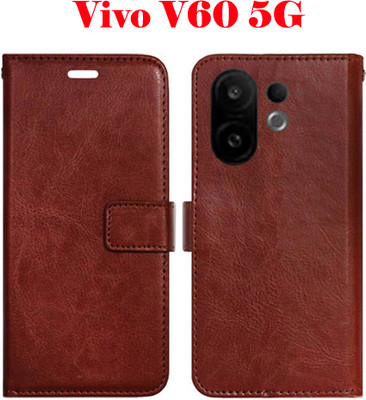 Realgo Flip Cover for Vivo V60 5G(Brown, Pack of: 1)