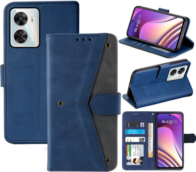 Autofocus Flip Cover for Lava Blaze Pro 5G(Blue, Camera Bump Protector, Pack of: 1)