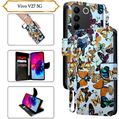 Asmart Flip Cover for Vivo V27 5G(White, Pack of: 1)