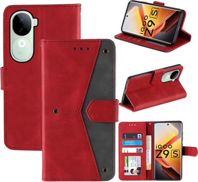 Autofocus Flip Cover for IQOO Z9s 5G(Red, Camera Bump Protector, Pack of: 1)