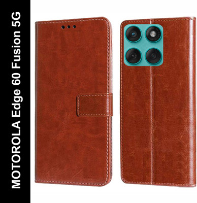 Mashgul Flip Cover for MOTOROLA Edge 60 Fusion 5G, MOTOROLA Edge 60 Stylus(Brown, Shock Proof, Pack of: 1)