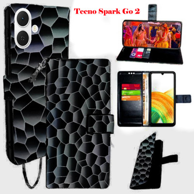 Realgo Flip Cover for Tecno Spark Go 2(Brown, Pack of: 1)