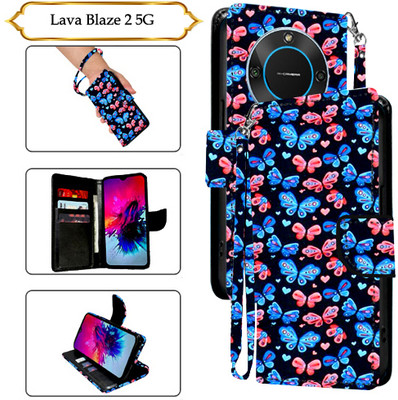 Cutemart Flip Cover for Lava Blaze 2 5G(Black, Pack of: 1)