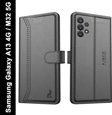 AIBEX Flip Cover for Samsung Galaxy A13 4G / Samsung Galaxy M32 5G| Premium Leather Finish | Magnetic Closure(Black, Magnetic Case, Pack of: 1)