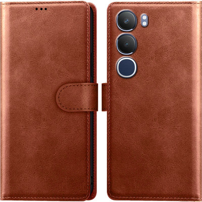 Roxel Flip Cover for Vivo Y29 5G |Vegan PU Leather |Foldable Stand & Pocket |Magnetic Closure(Brown, Dual Protection, Pack of: 1)