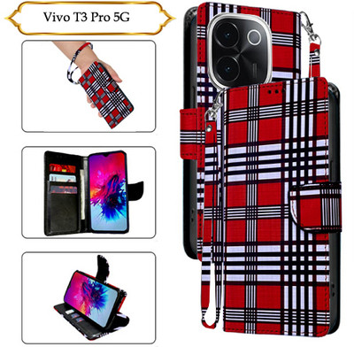 PARGO Flip Cover for Vivo T3 Pro 5G(Red, Pack of: 1)