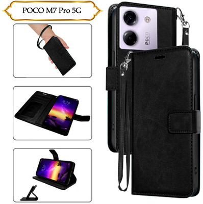 SALGO Flip Cover for POCO M7 Pro 5G(Black, Pack of: 1)