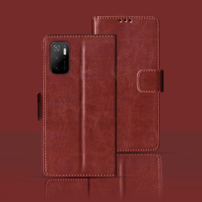 Kalua Mall Flip Cover for Poco M3 Pro(Brown, Magnetic Case, Pack of: 1)